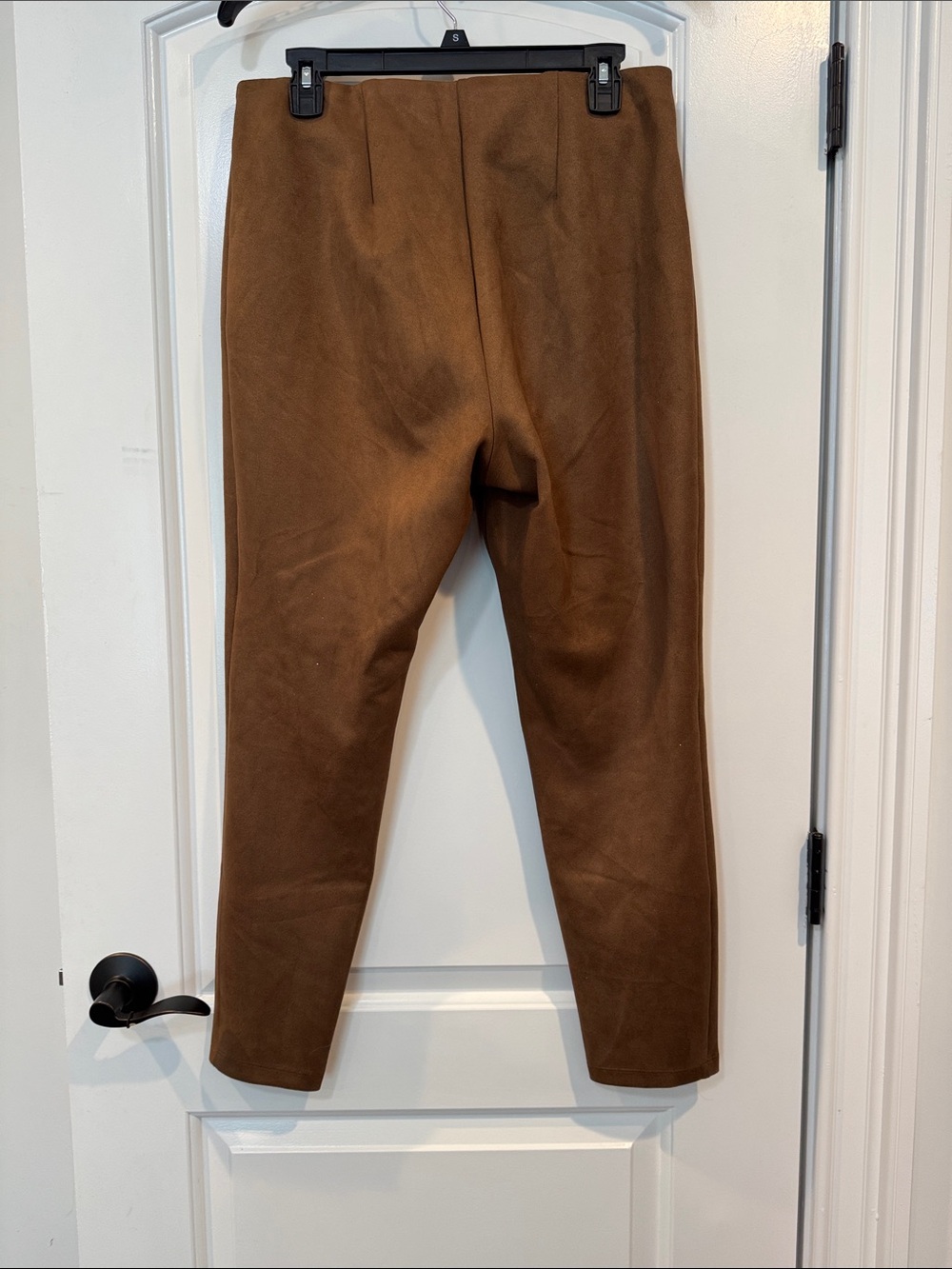 LOFT Chocolate Brown Faux Suede High-Waist Tapered Pants